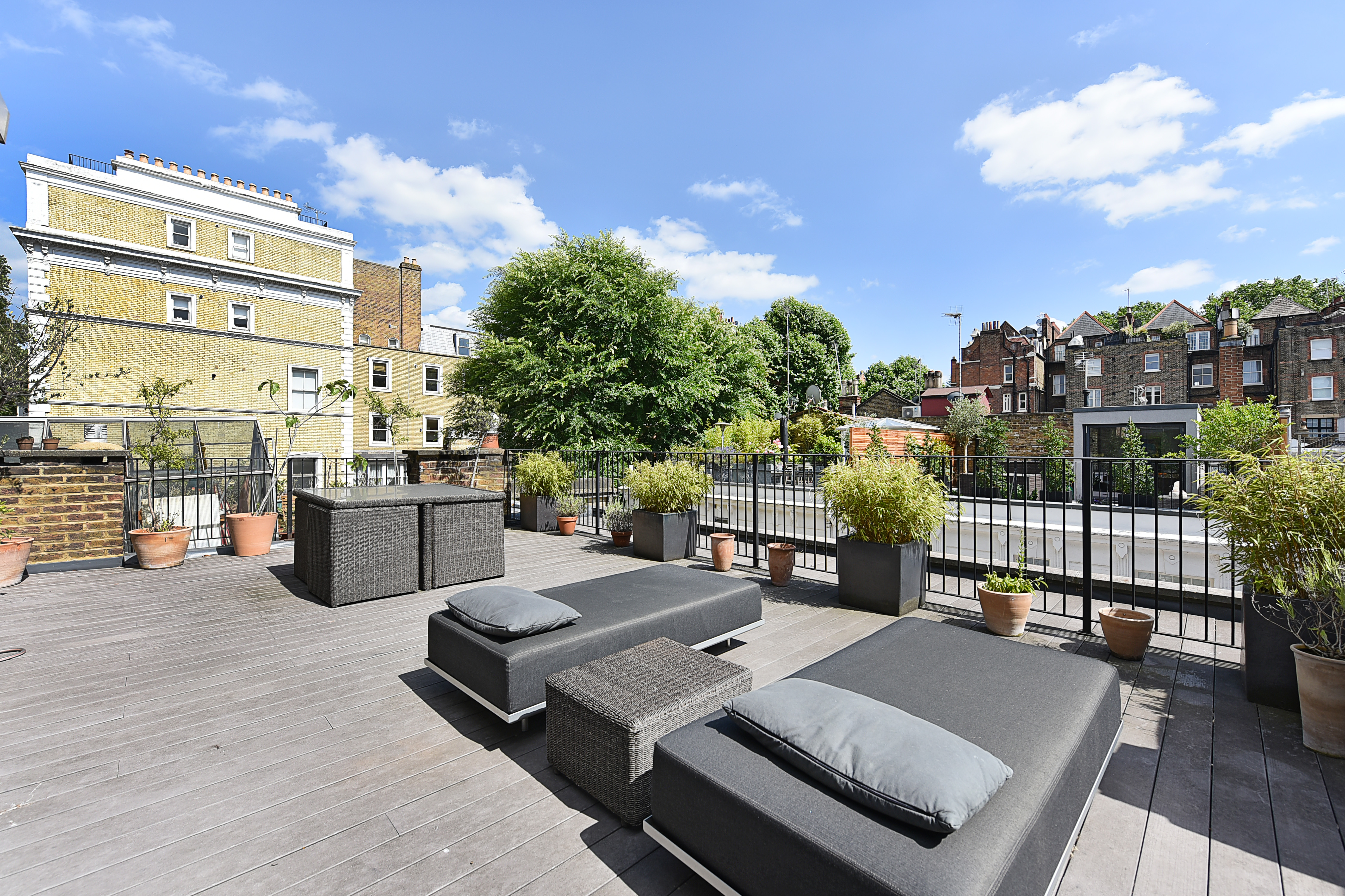 A stunning roof terrace in this beautiful house to rent in London